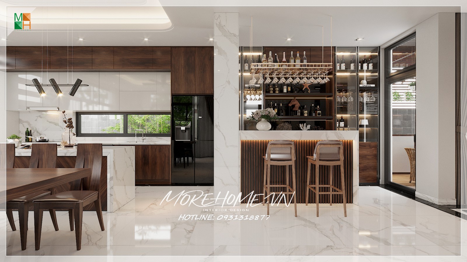 Thiết kế phòng bếp biệt thự hiện đại